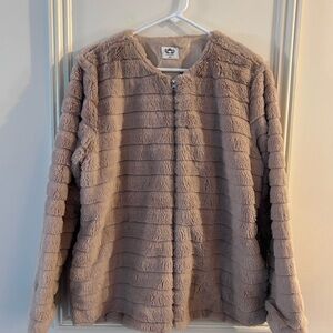Katydid Plush Teddy Zip Jacket - Taupe Beige